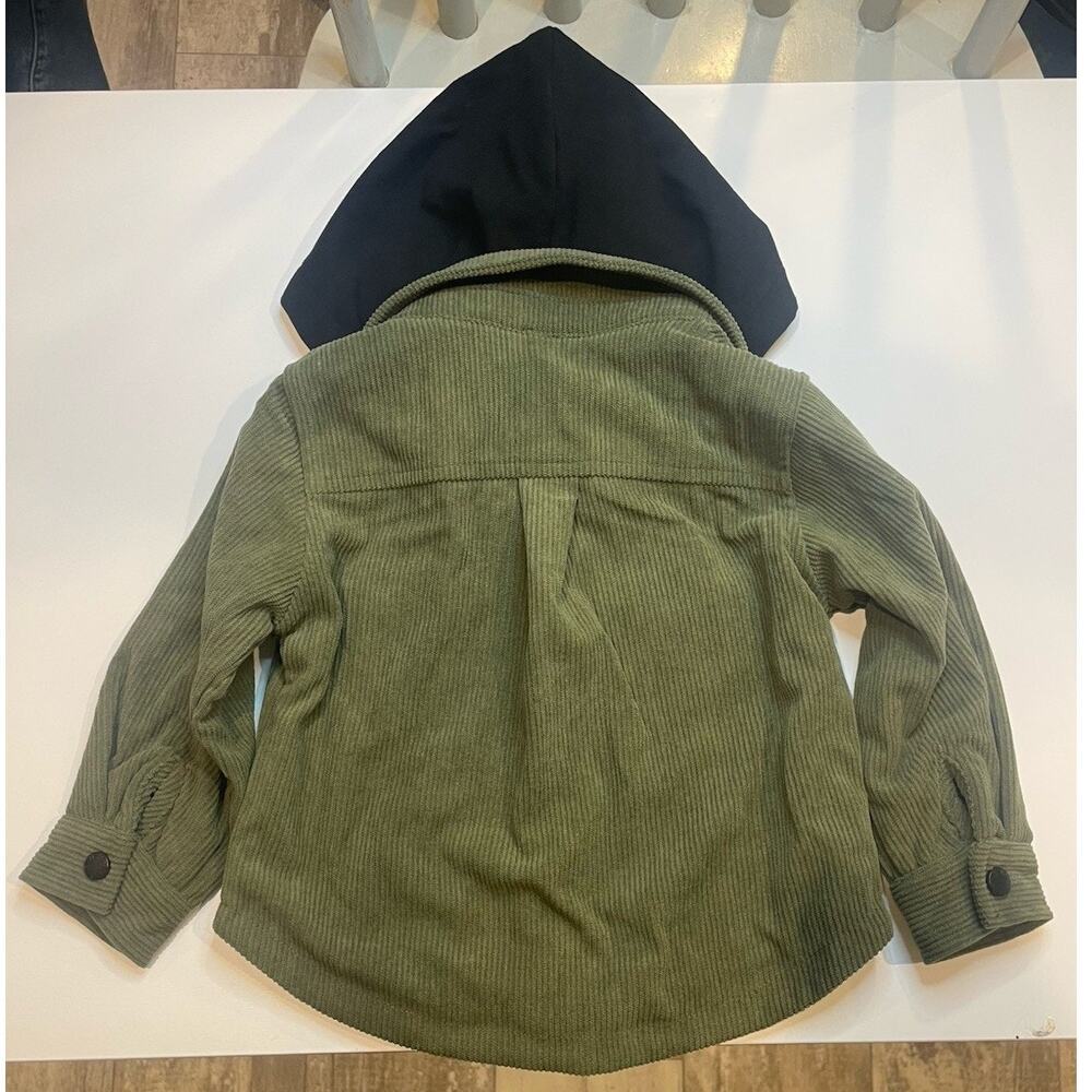Little Bipsy Corduroy Hooded Shacket Jacket Green Baby 6-12M NWT - Picture 3 of 4